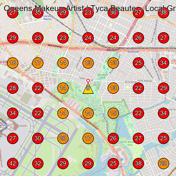 Queens Makeup Artist | Tyca Beaute GeoGrid visibility map for Beauty Salon in Queens